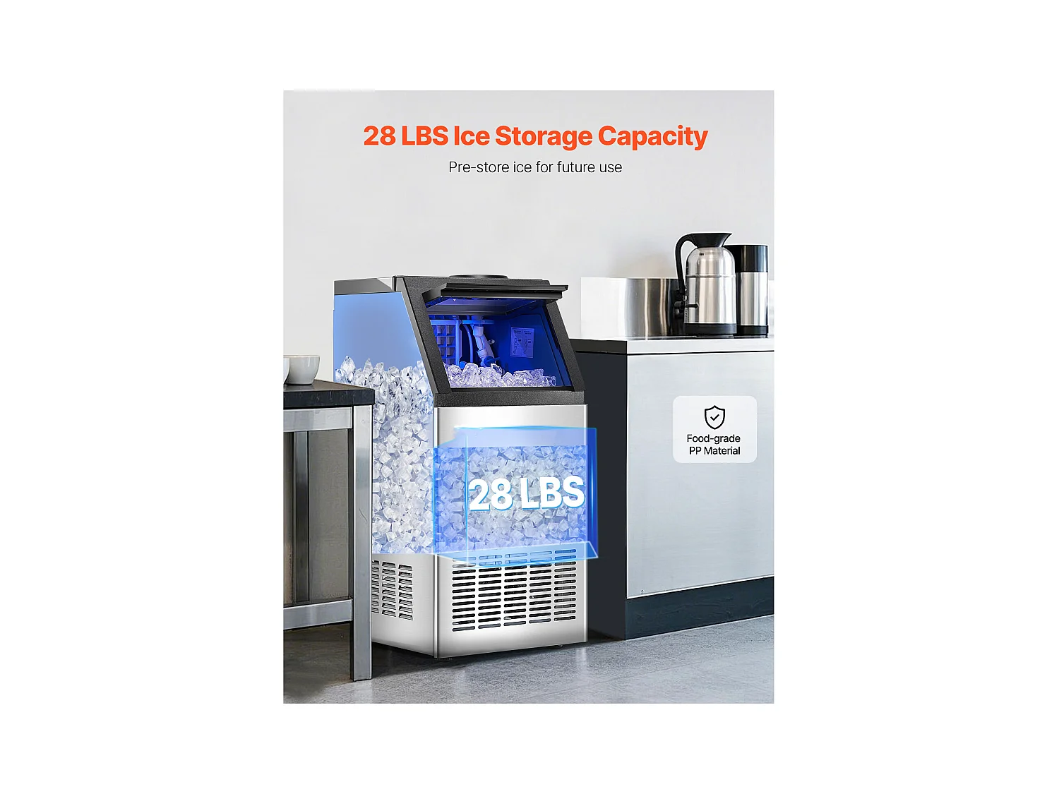 Eismaschine SucceBuy Gewerbe-Eismaschine, Freistehend, 36,28 kg/24 h, 36 Eiswürfel