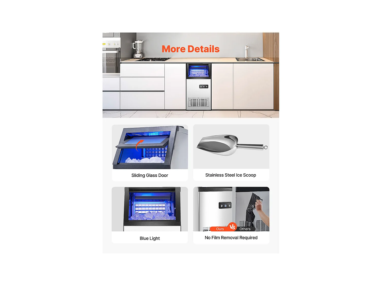 Eismaschine SucceBuy Gewerbe-Eismaschine, Freistehend, 36,28 kg/24 h, 36 Eiswürfel