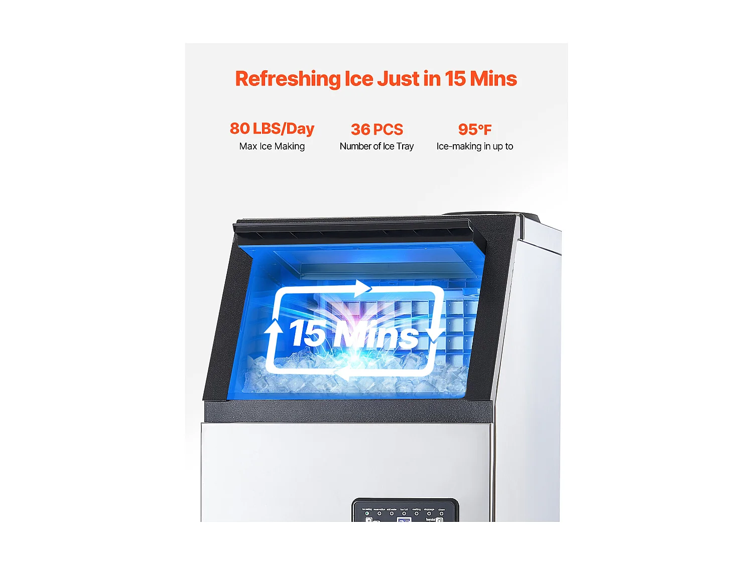 Machine à Glaçons SucceBuy Machine à Glaçons Commerciale, Autonome, 36.28 kg/24 h, 36 Dés