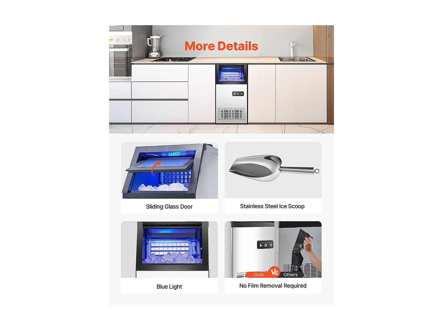 Machine à Glaçons SucceBuy Machine à Glaçons Commerciale, Autonome, 36.28 kg/24 h, 36 Dés