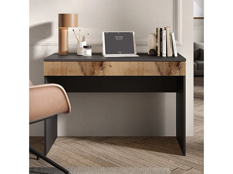 Scrivania da ufficio con cassetto 110x76 cm nero e pero SCL1