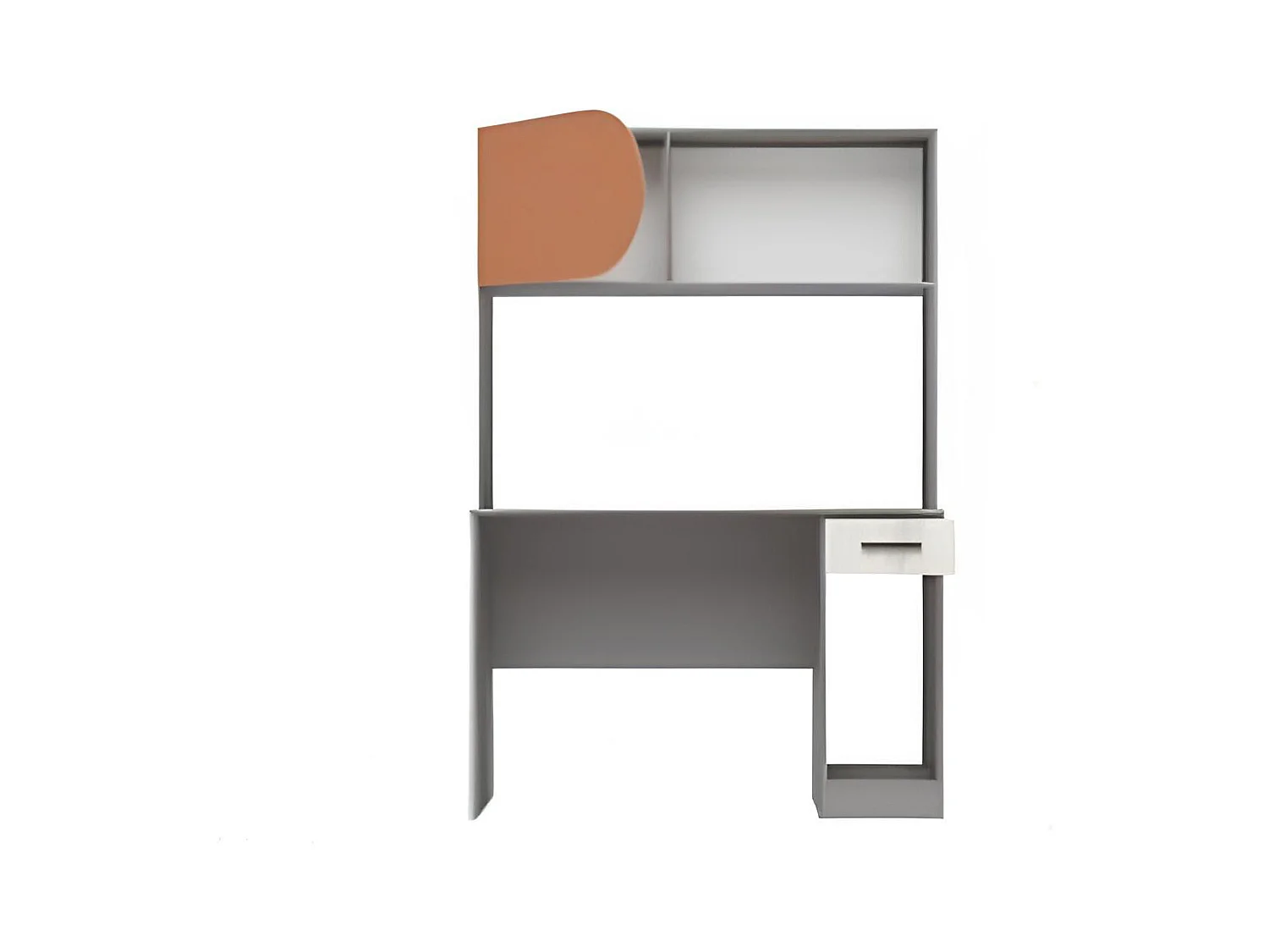 Scrivania alta moderna con ripiani in grigio, arancio e rovere bianco SCG6