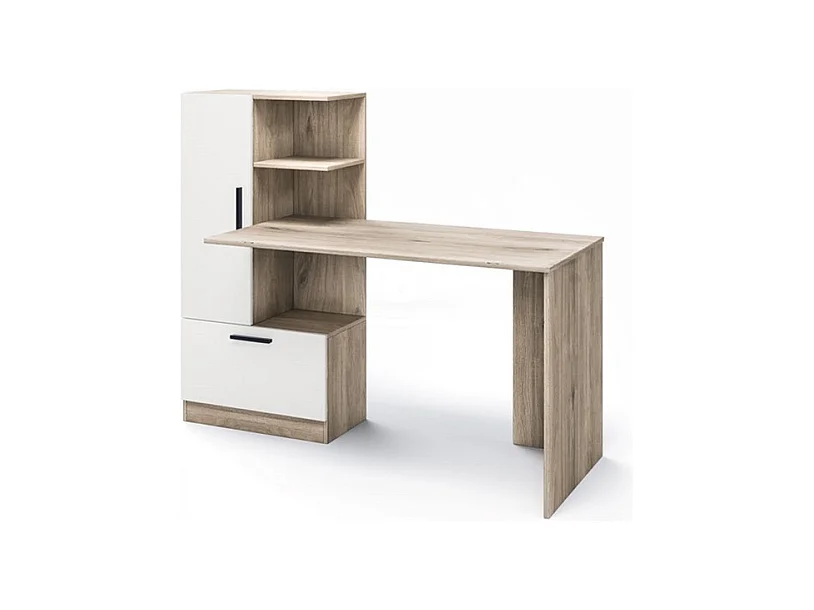 Scrivania per cameretta moderna 150x120 rovere chiaro e bianco SCI17