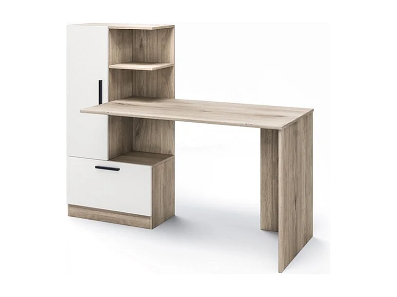 Scrivania per cameretta moderna 150x120 rovere chiaro e bianco SCI17