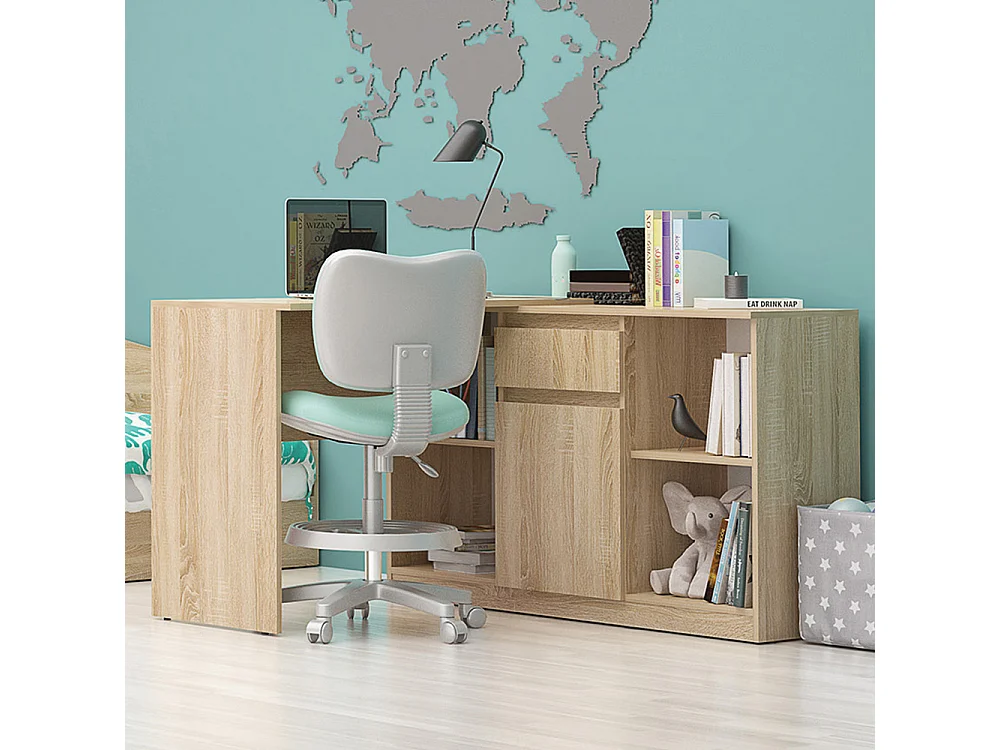 Scrivania ad angolo con anta e cassetto in rovere SCG4