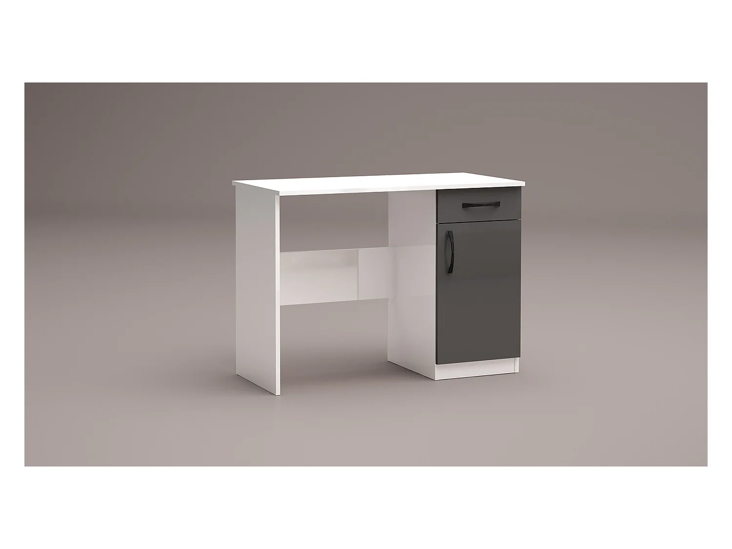 Scrivania per camera effetto legno con anta 100x74 bianco e grigio lucido SCG2