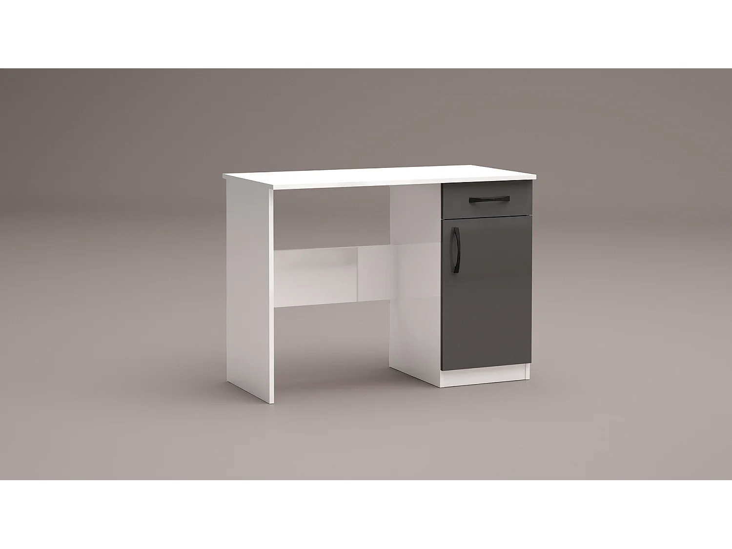 Scrivania per camera effetto legno con anta 100x74 bianco e grigio lucido SCG2