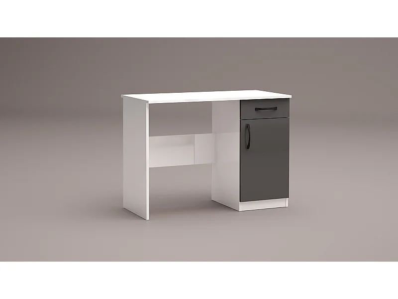 Scrivania per camera effetto legno con anta 100x74 bianco e grigio lucido SCG2