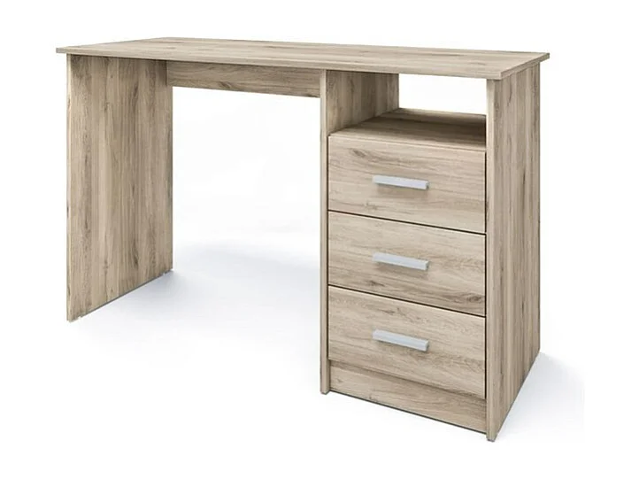 Scrivania da camera moderna con tre cassetti 123x76 rovere naturale SCI13