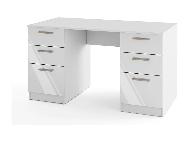Scrivania 138x75 cm bianco opaco/ bianco lucido con 2 ante e 4 cassetti SCI26