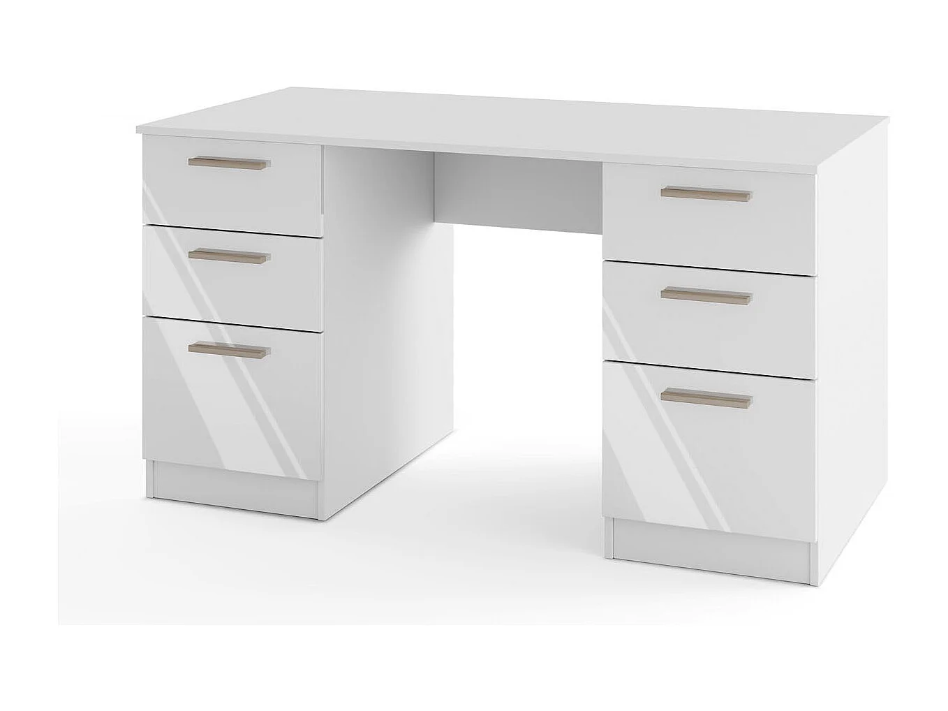 Scrivania 138x75 cm bianco opaco/ bianco lucido con 2 ante e 4 cassetti SCI26