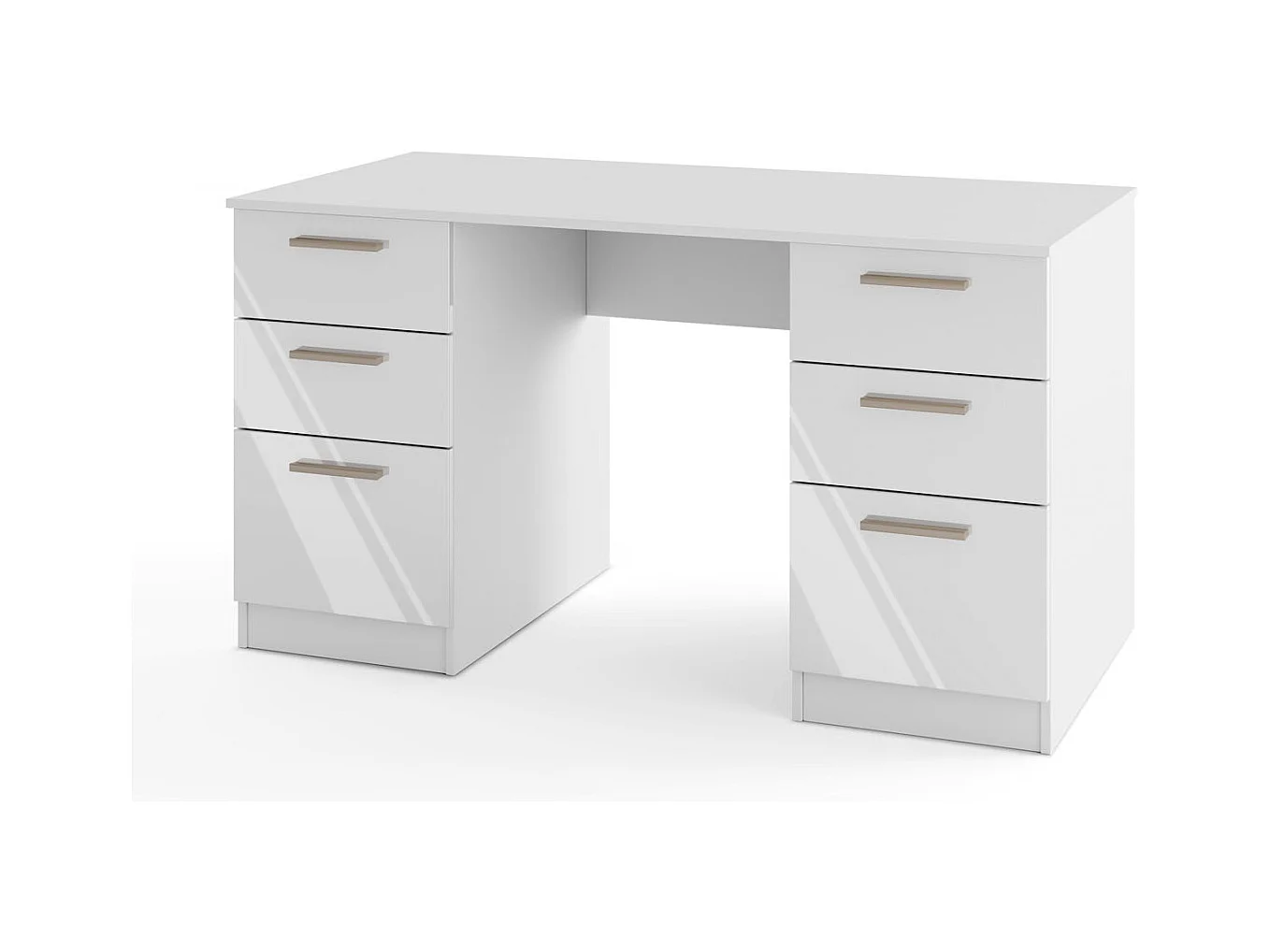 Scrivania 138x75 cm bianco opaco/ bianco lucido con 2 ante e 4 cassetti SCI26
