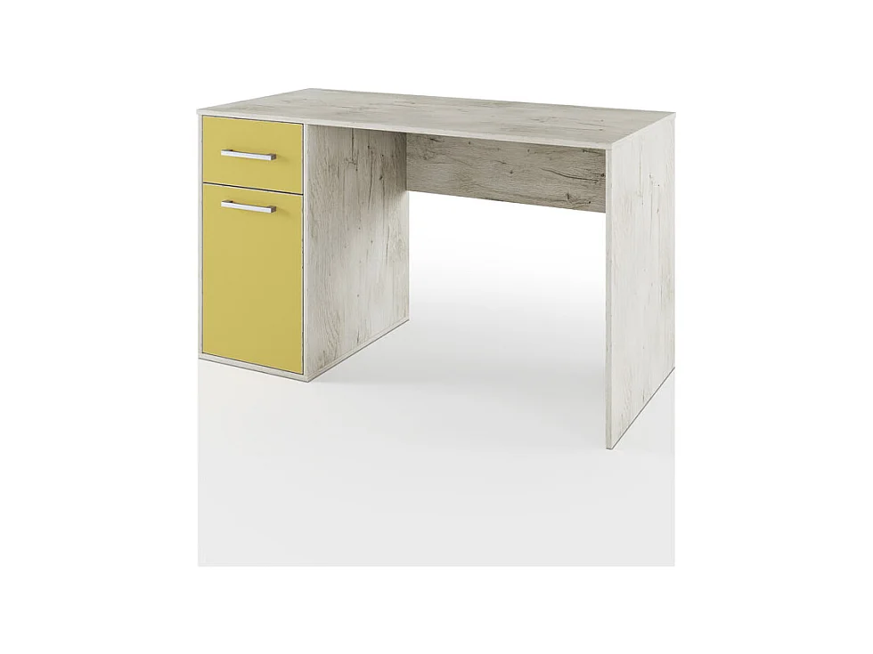 Scrivania moderna per cameretta effetto legno 130x76 bianco legno e verde SCI21