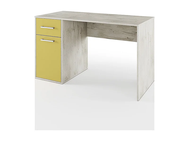 Scrivania moderna per cameretta effetto legno 130x76 bianco legno e verde SCI21