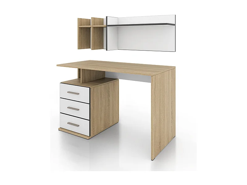 Scrivania per cameretta con mensola 120x75 rovere chiaro e giallo SCI1