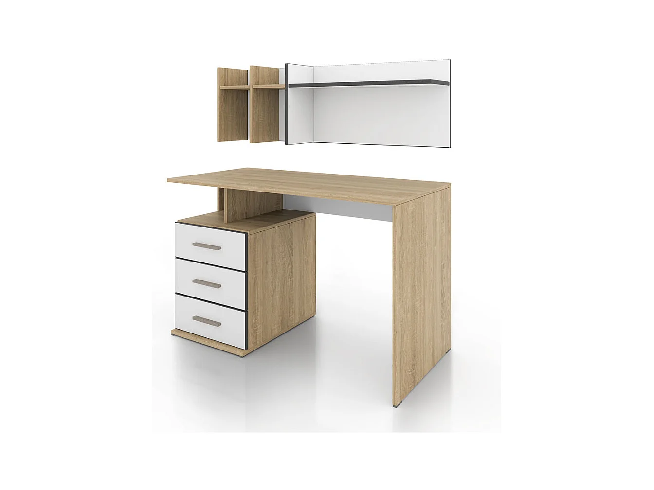 Scrivania per cameretta con mensola 120x75 rovere chiaro e giallo SCI1