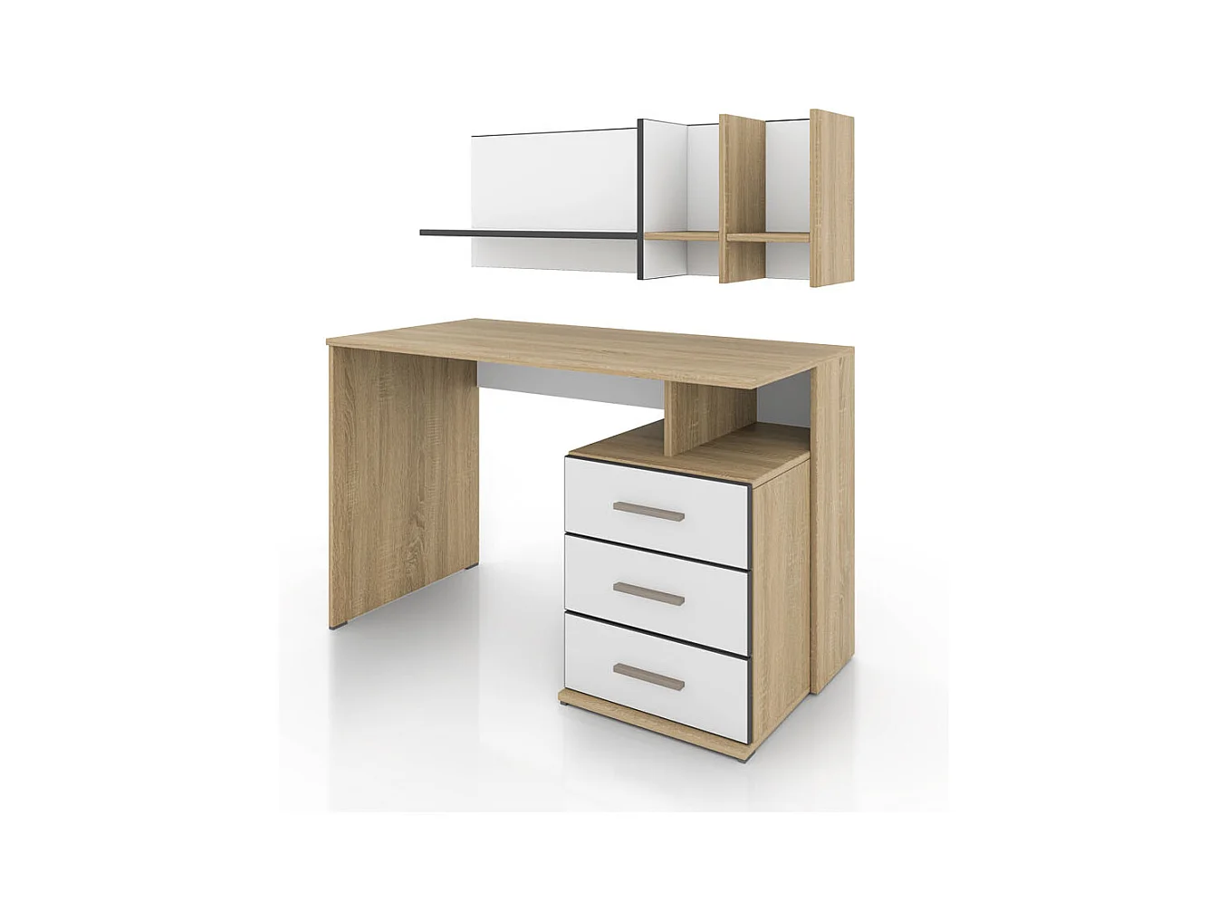 Scrivania per cameretta con mensola 120x75 rovere chiaro e giallo SCI1