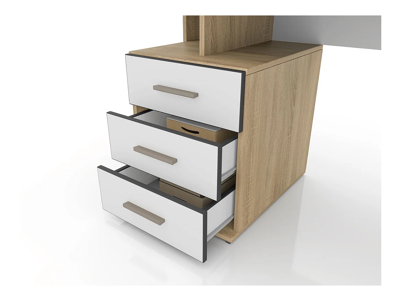 Scrivania per cameretta con mensola 120x75 rovere chiaro e giallo SCI1