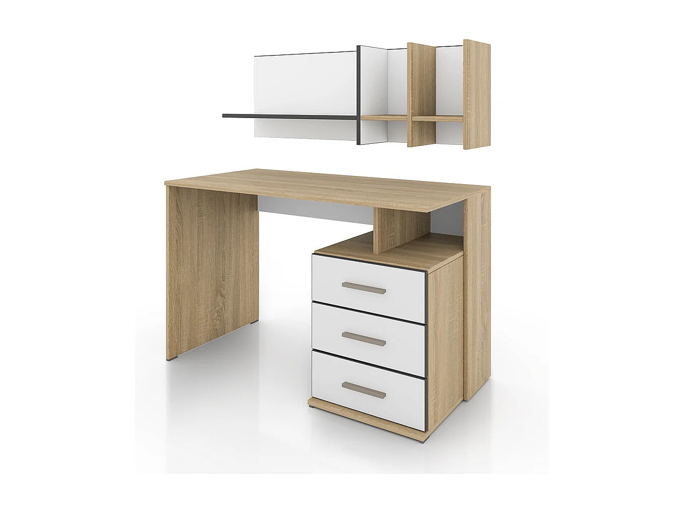 Scrivania per cameretta con mensola 120x75 rovere chiaro e giallo SCI1