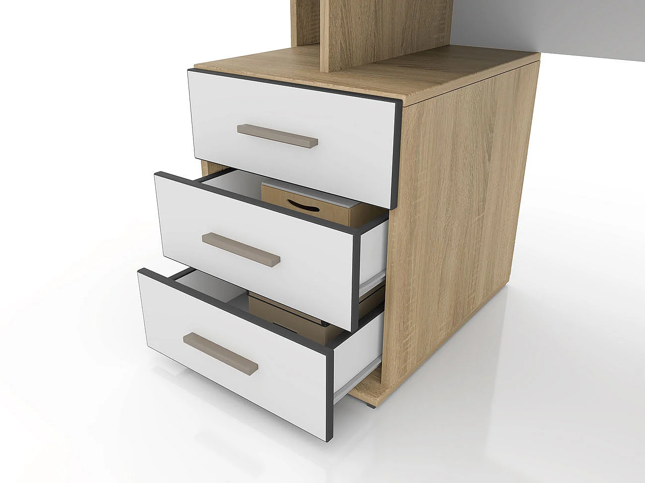 Scrivania per cameretta con mensola 120x75 rovere chiaro e giallo SCI1