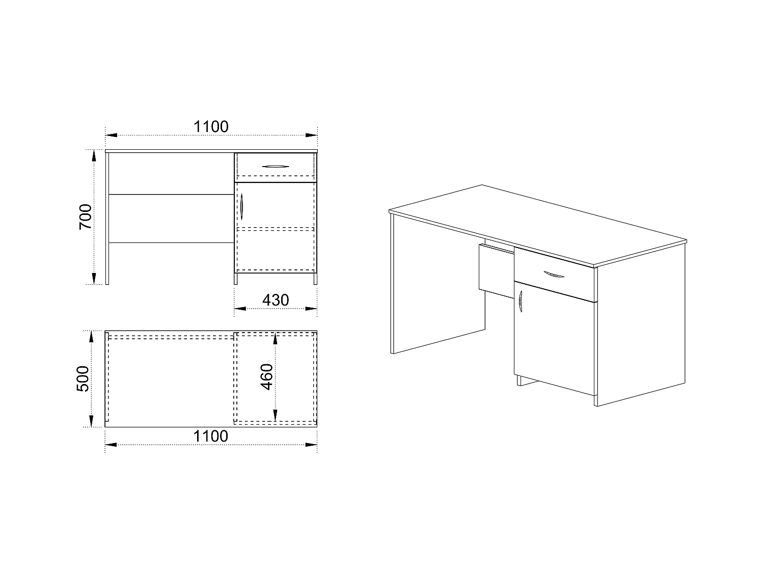 Scrivania per cameretta porta TV 110x70 rovere chiaro SCI2