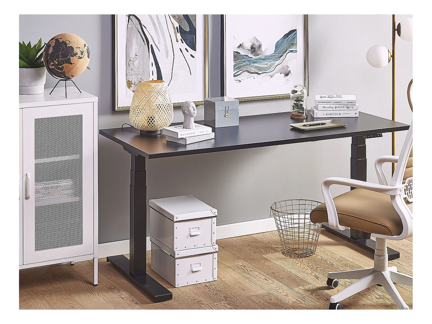 Schreibtisch schwarz 160 x 72 cm elektrisch höhenverstellbar DESTIN II