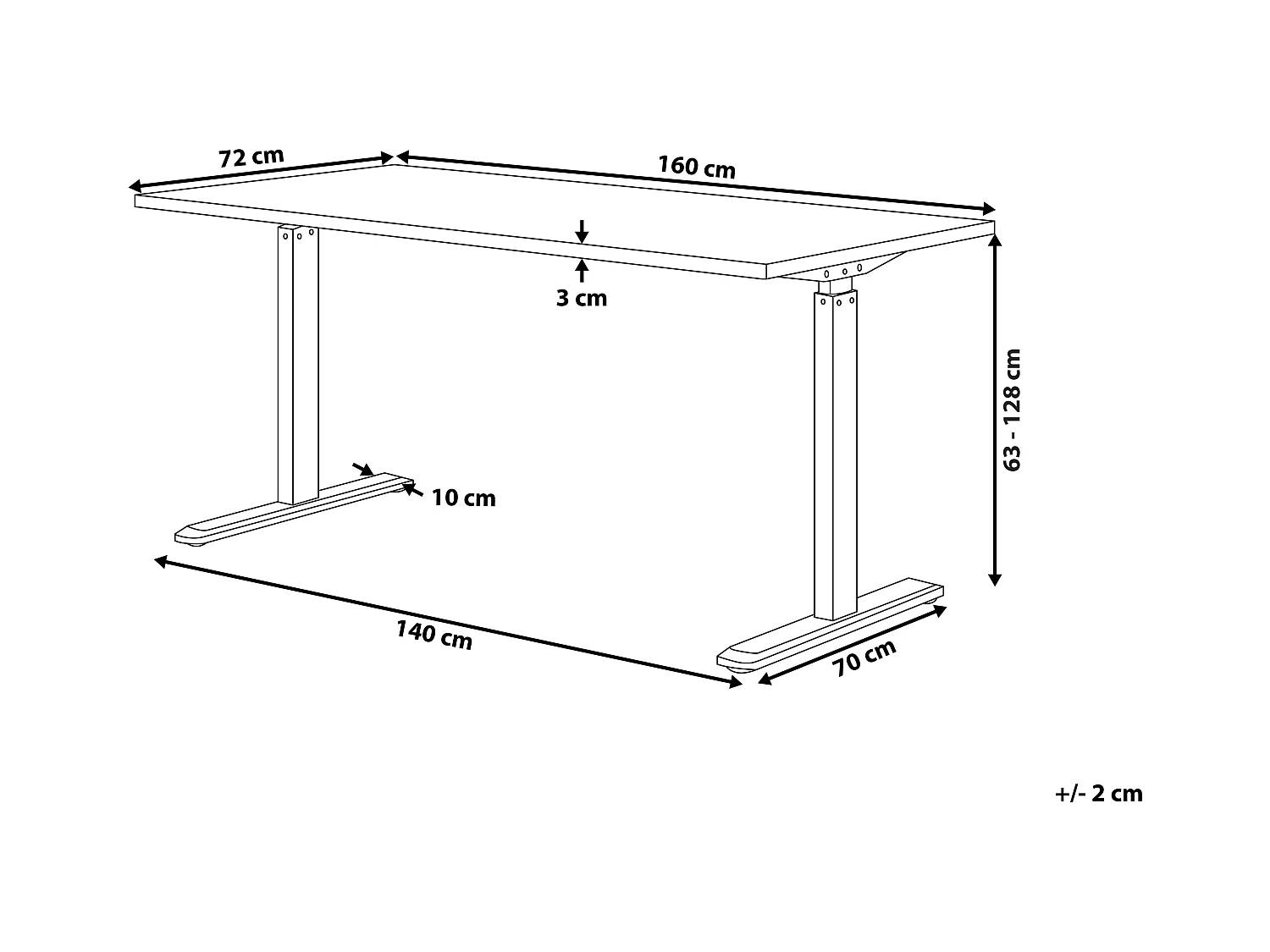 Schreibtisch schwarz 160 x 72 cm elektrisch höhenverstellbar DESTIN II