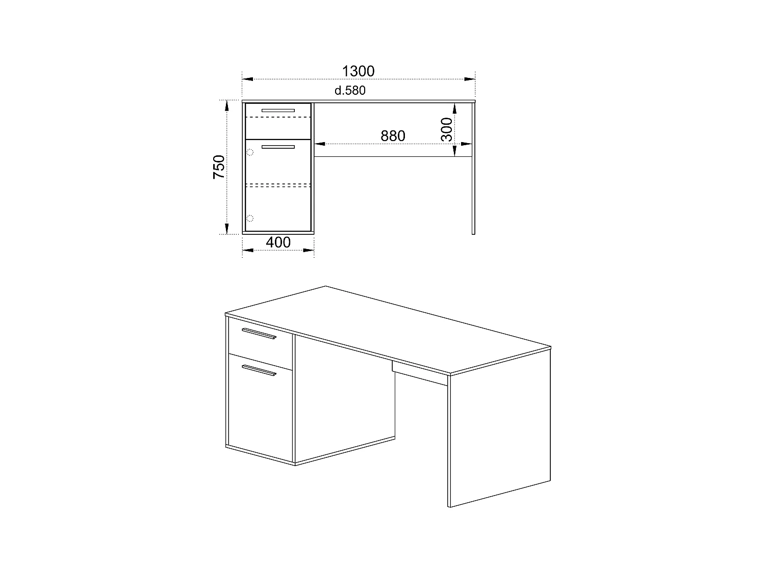 Scrivania da camera design moderno effetto legno 130x75 effetto legno e antracite SCI22