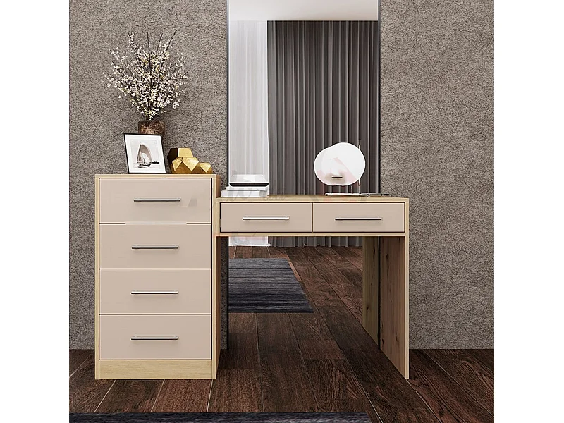 Scrivania da camera con sei cassetti130x85 abete naturale SCI20