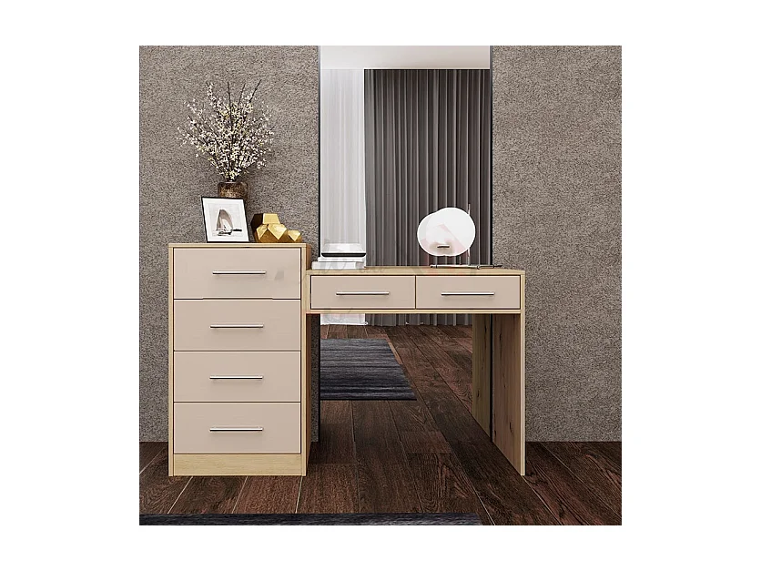 Scrivania da camera con sei cassetti130x85 abete naturale SCI20