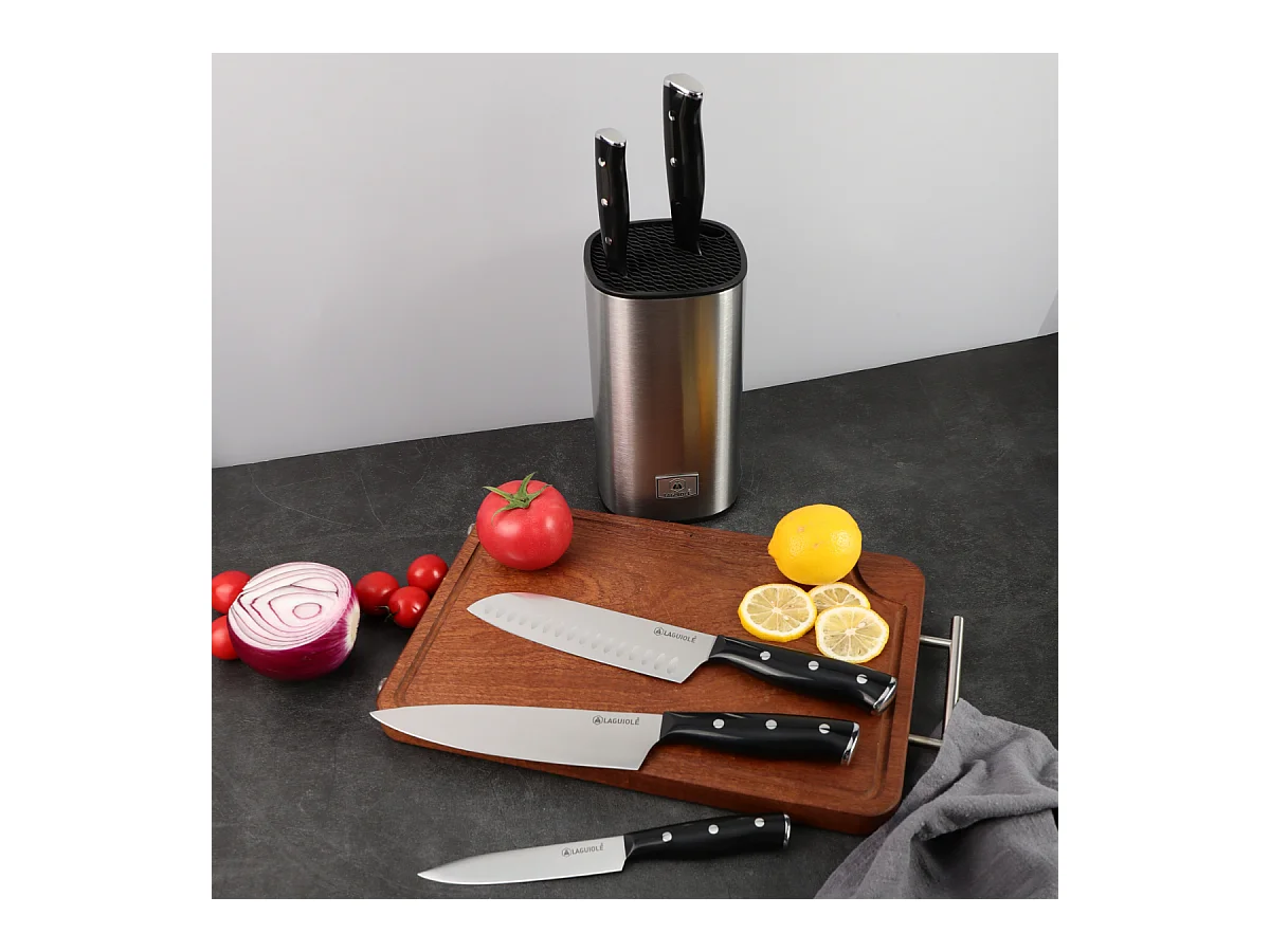Bloc de 5 couteaux en acier noir - "Gleam"