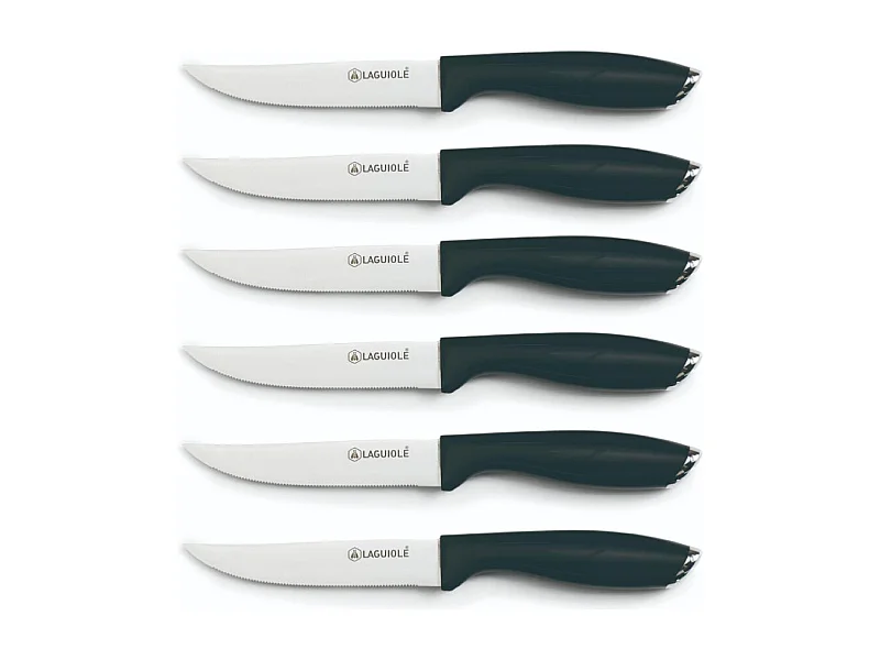 Set de 6 couteaux à steak en acier noir - "Lumin"