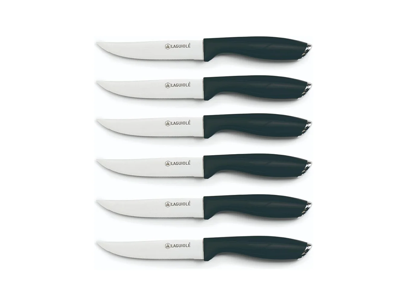 Set de 6 couteaux à steak en acier noir - "Lumin"