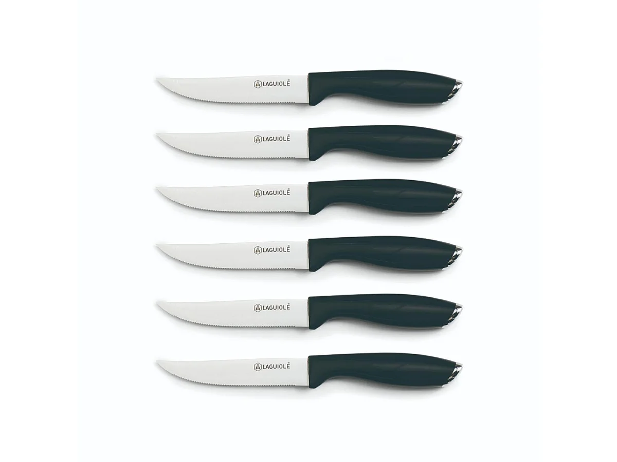 Set de 6 couteaux à steak en acier noir - "Lumin"