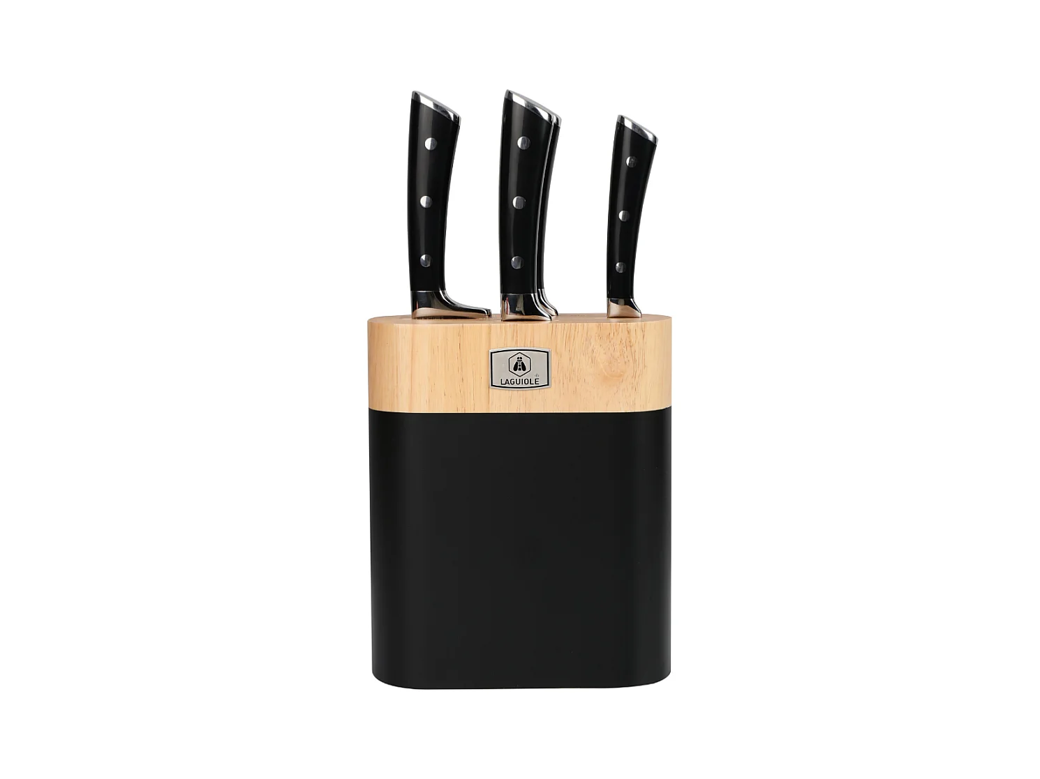 Bloc de 4 couteaux en acier noir - "Lustrobois"