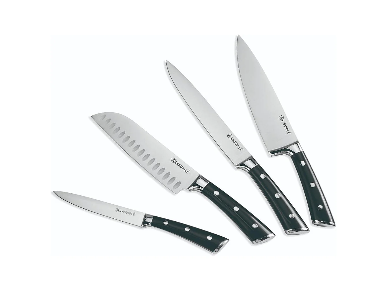 Bloc de 4 couteaux en acier noir - "Lustrobois"