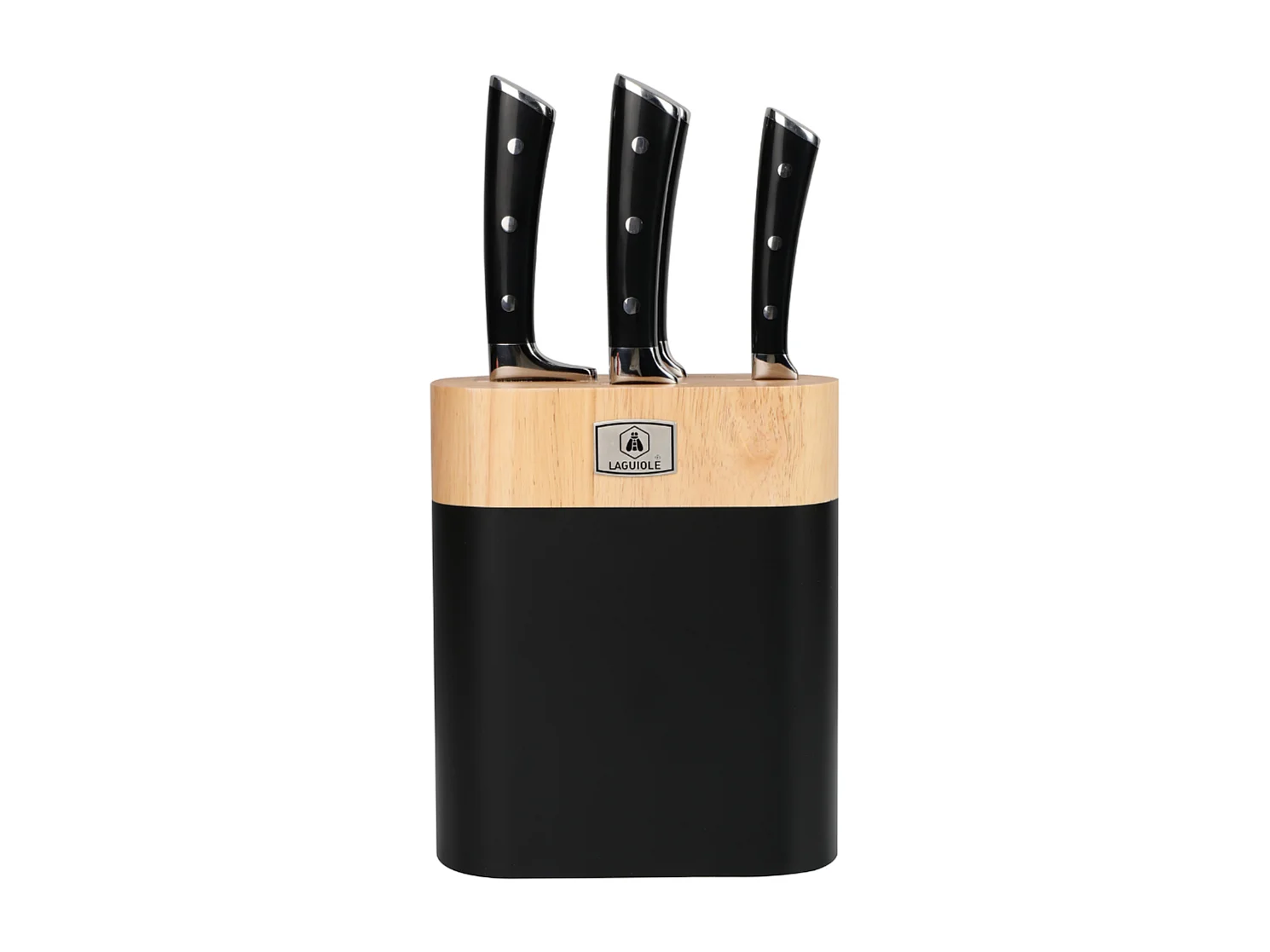 Bloc de 4 couteaux en acier noir - "Lustrobois"