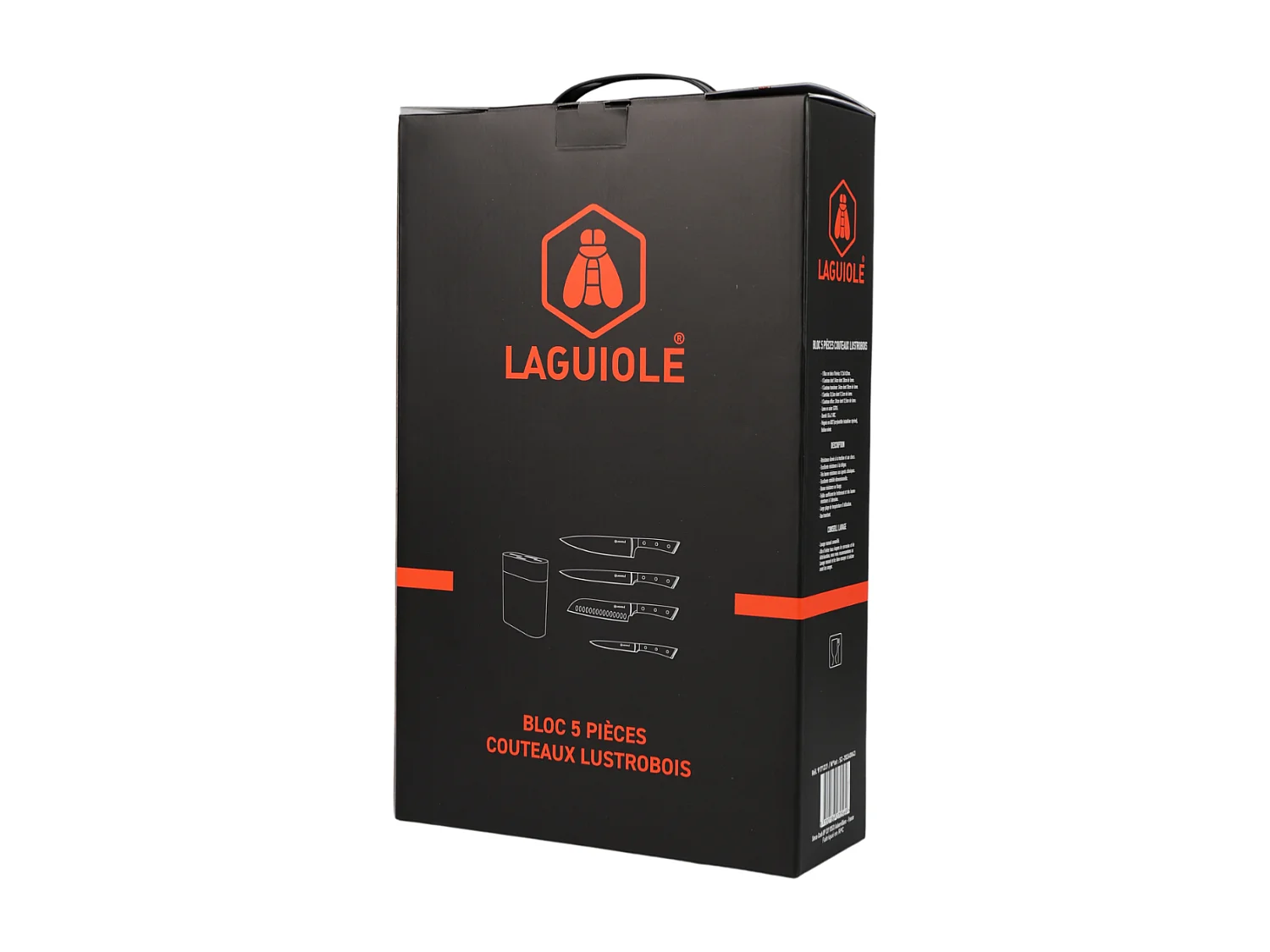 Bloc de 4 couteaux en acier noir - "Lustrobois"