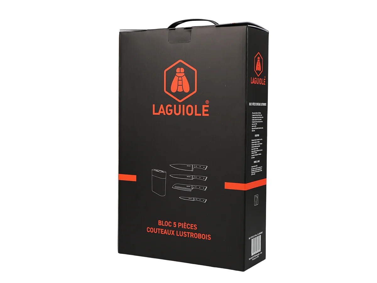 Bloc de 4 couteaux en acier noir - "Lustrobois"