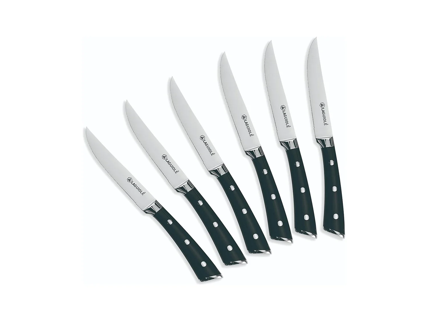 Set de 6 couteaux à steak en acier noir - "Lustrobois"