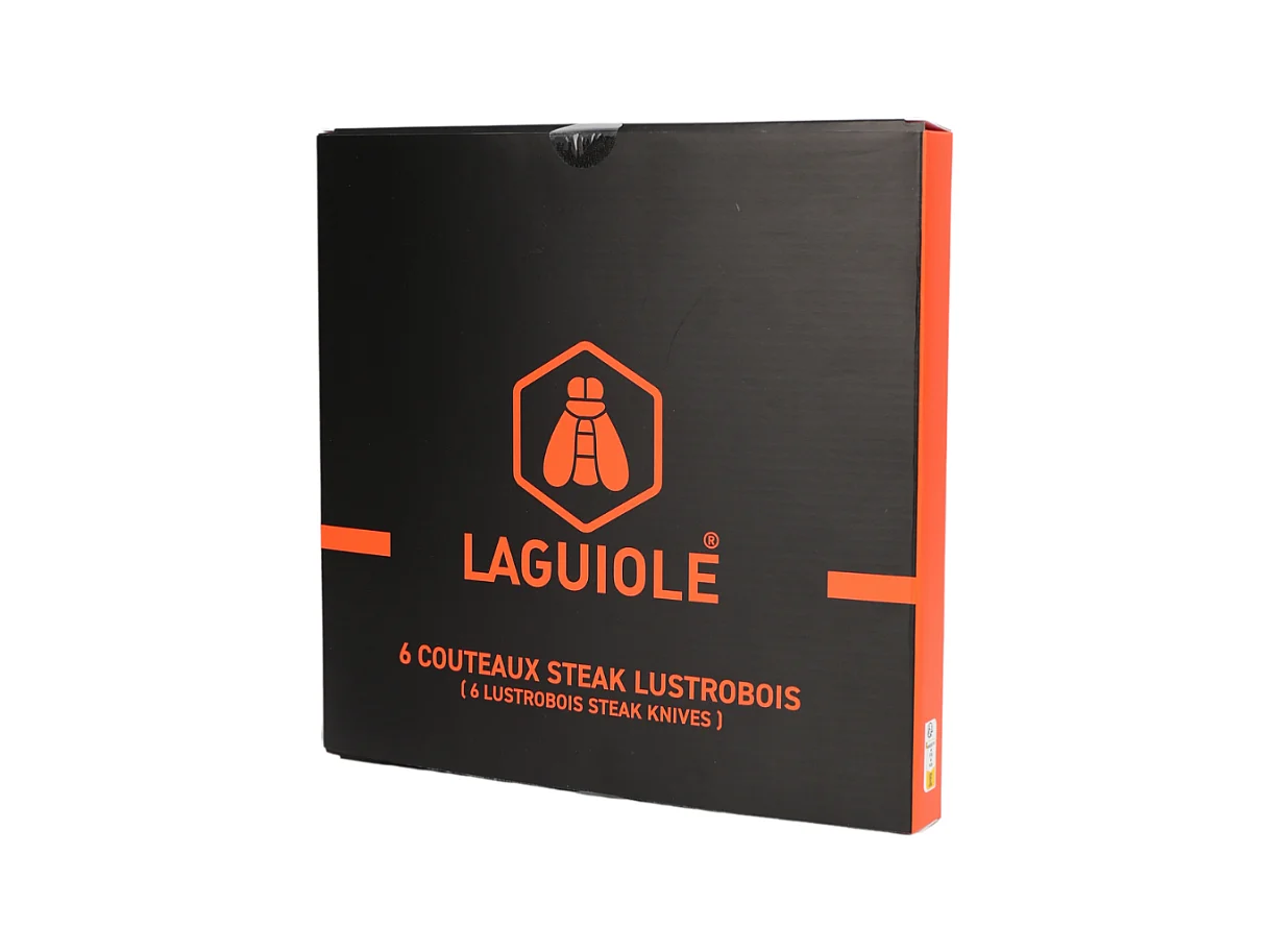 Set de 6 couteaux à steak en acier noir - "Lustrobois"