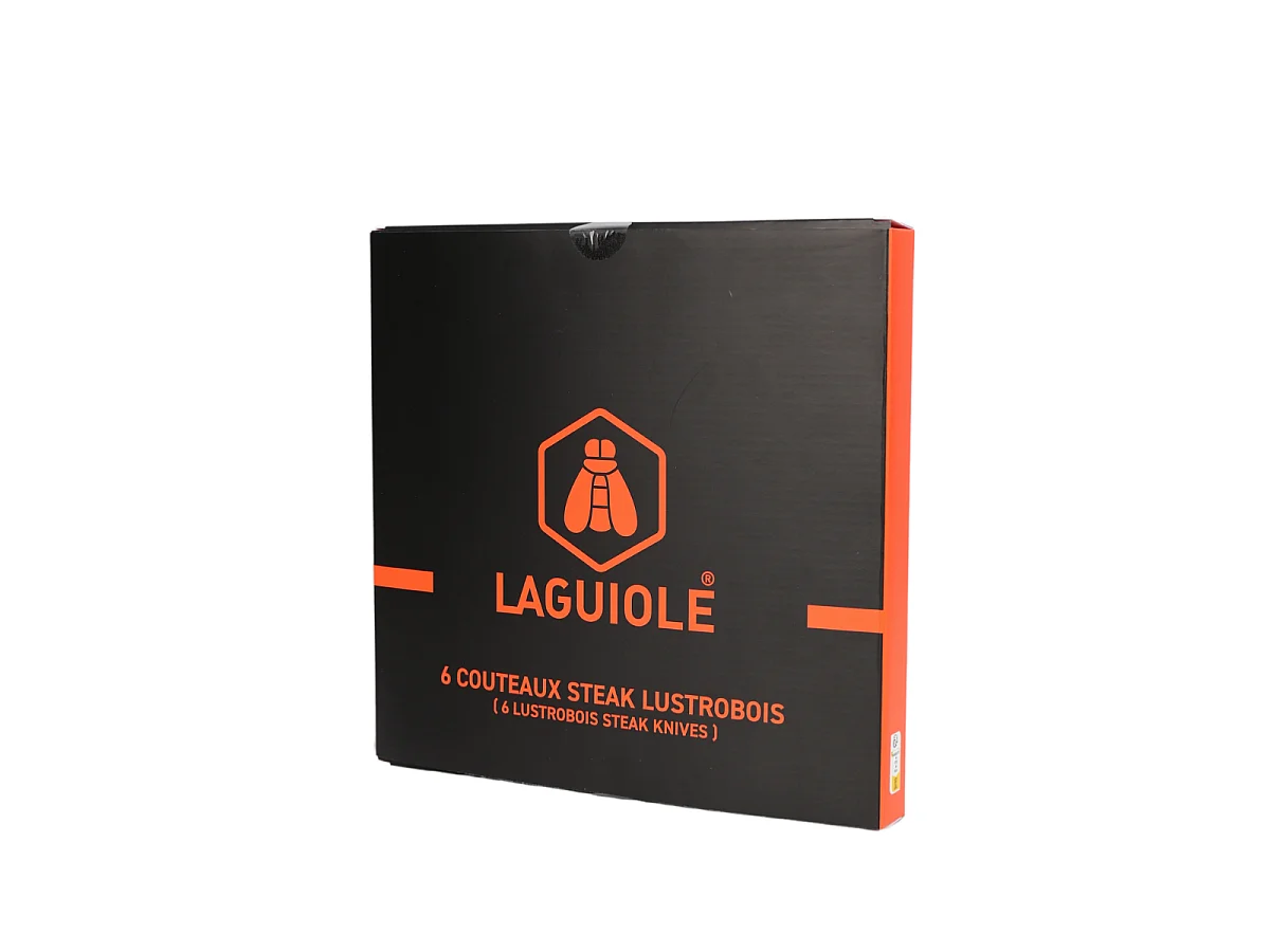 Set de 6 couteaux à steak en acier noir - "Lustrobois"