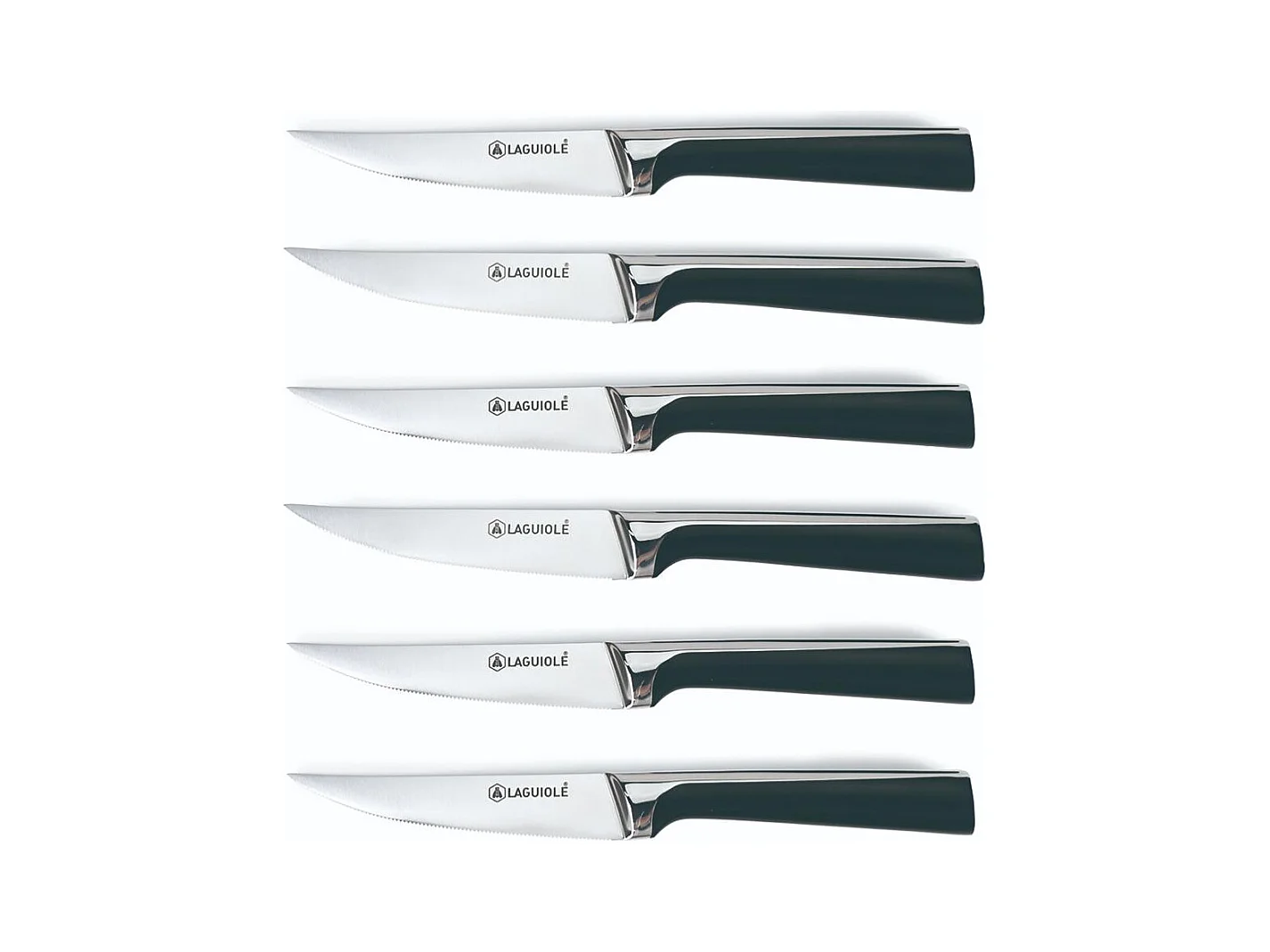 Set de 6 couteaux à steak en acier noir  - "Scintibois"