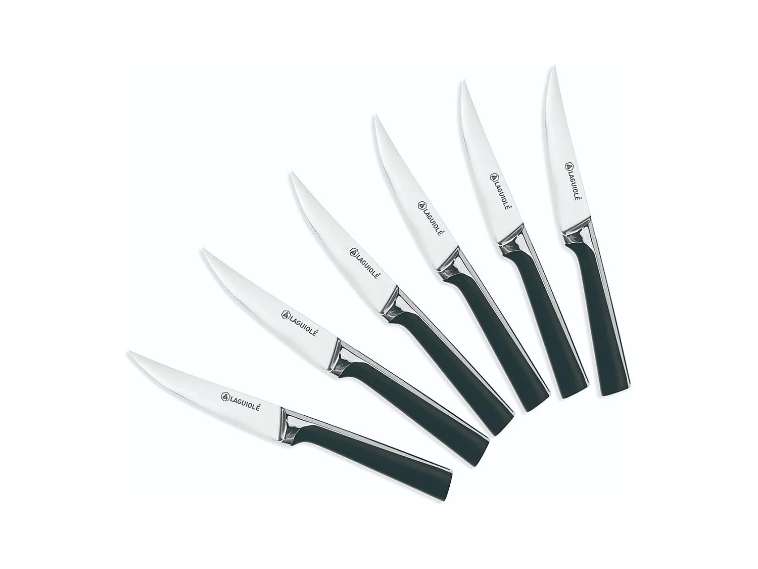 Set de 6 couteaux à steak en acier noir  - "Scintibois"