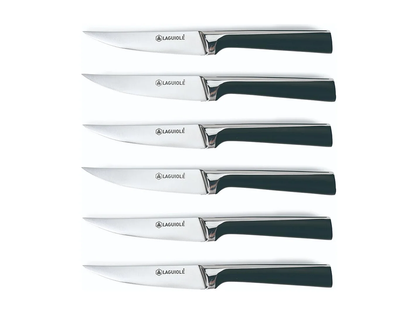 Set de 6 couteaux à steak en acier noir  - "Scintibois"