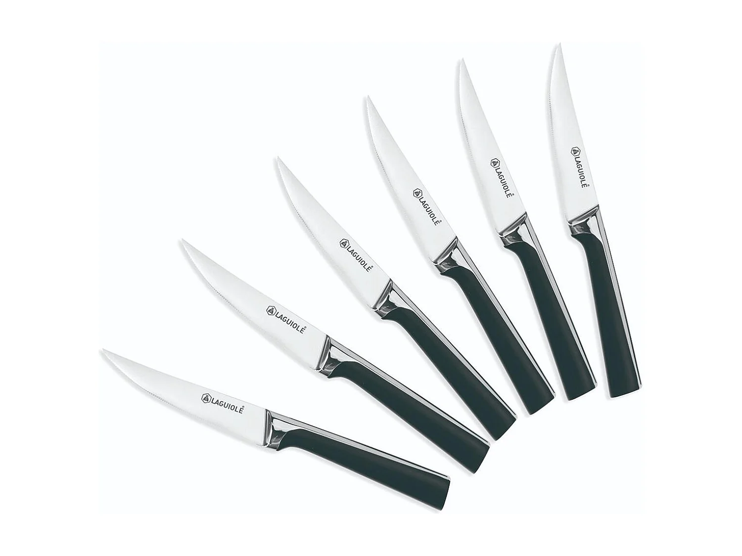 Set de 6 couteaux à steak en acier noir  - "Scintibois"