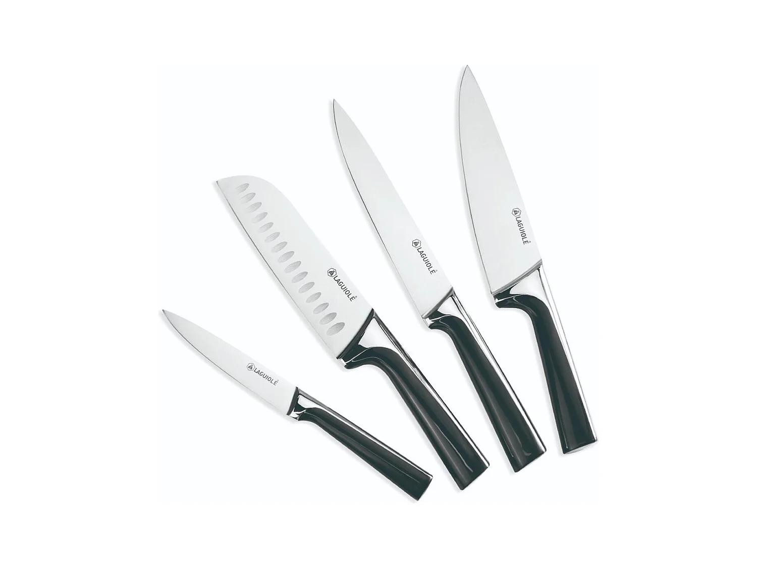 Bloc de 4 couteaux en acier noir - "Scintibois"