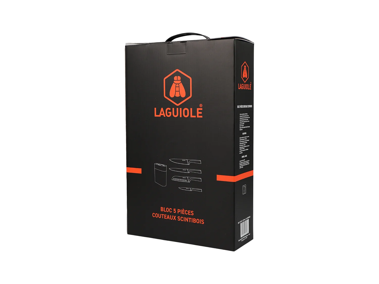 Bloc de 4 couteaux en acier noir - "Scintibois"