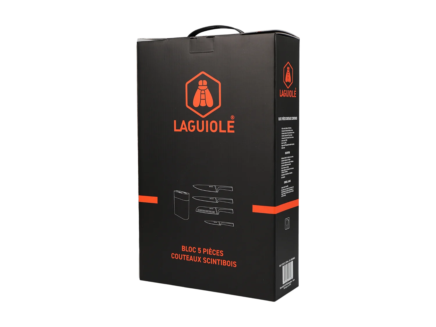 Bloc de 4 couteaux en acier noir - "Scintibois"