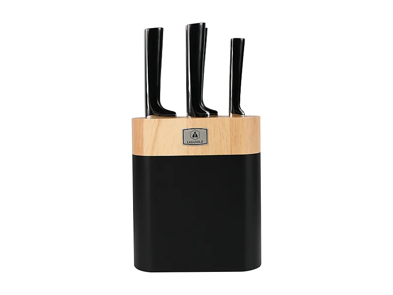 Bloc de 4 couteaux en acier noir - "Scintibois"